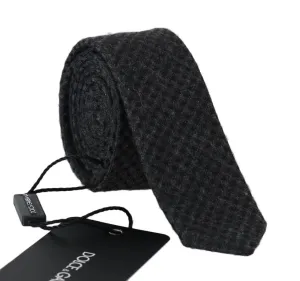Gray Black Silk Woven Slim Tie