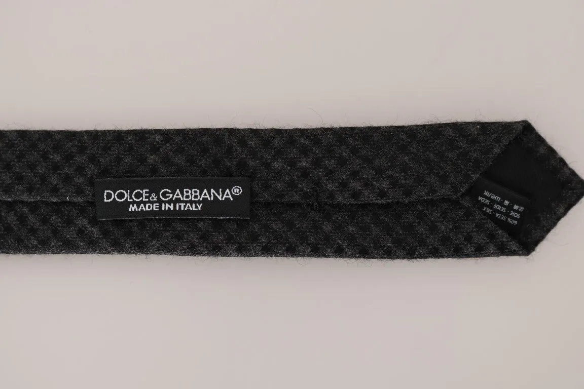 Gray Black Silk Woven Slim Tie