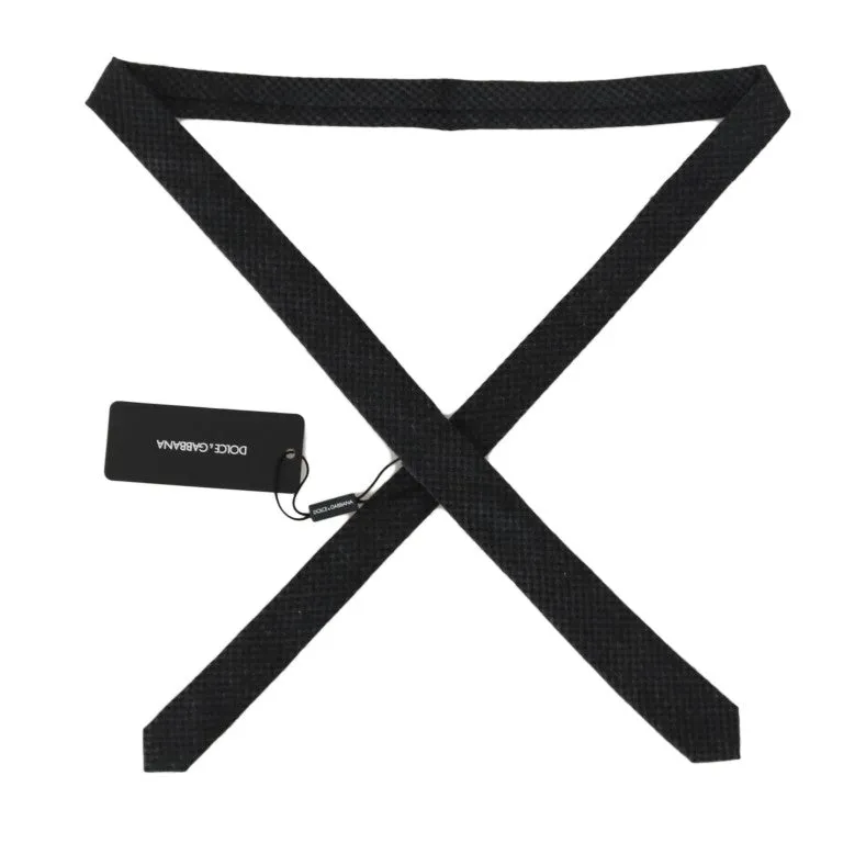 Gray Black Silk Woven Slim Tie