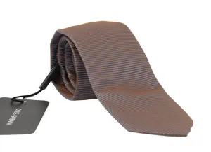 Gray Gold Silk Striped Pattern Tie