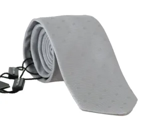 Gray Silk Polka Dot Print Tie