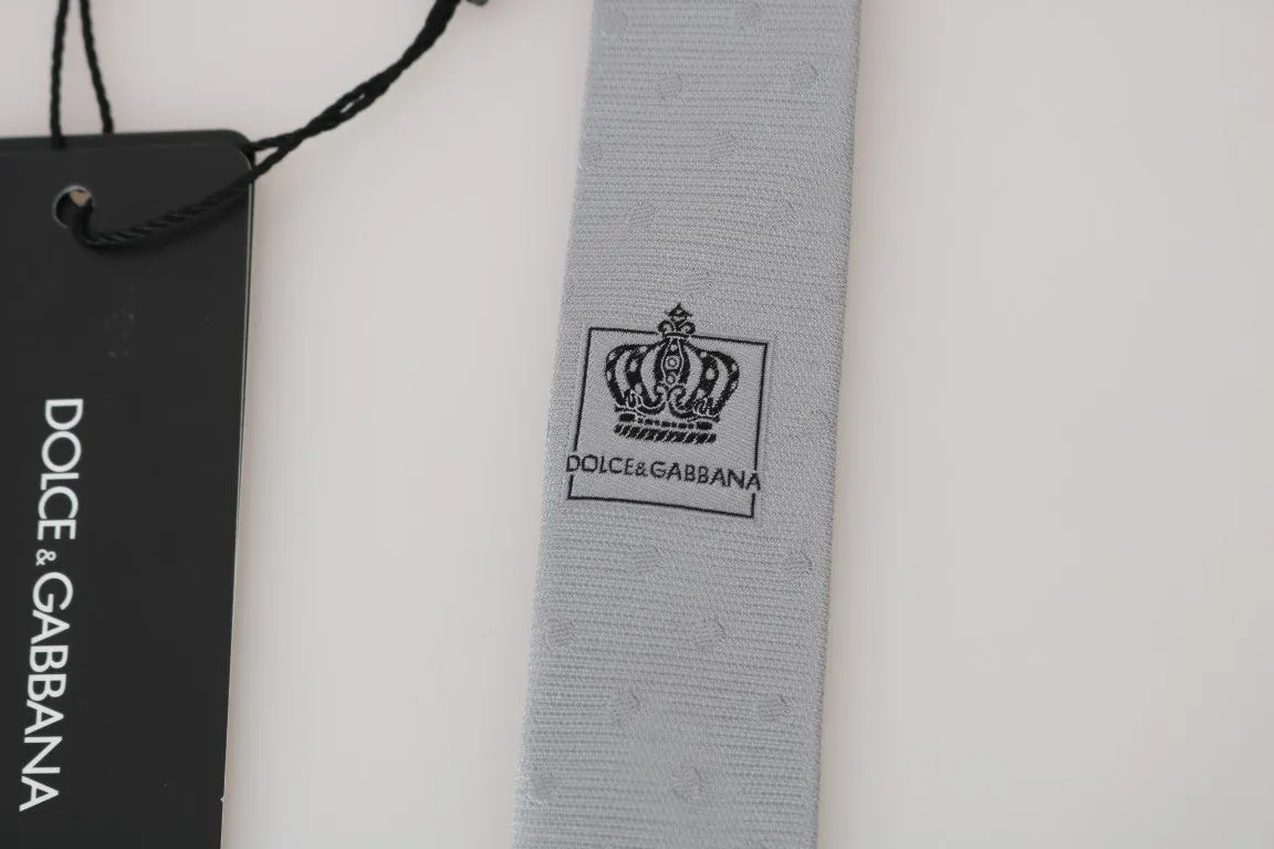 Gray Silk Polka Dot Print Tie