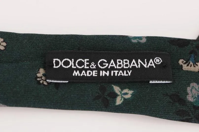 Green Floral Silk Slim Tie
