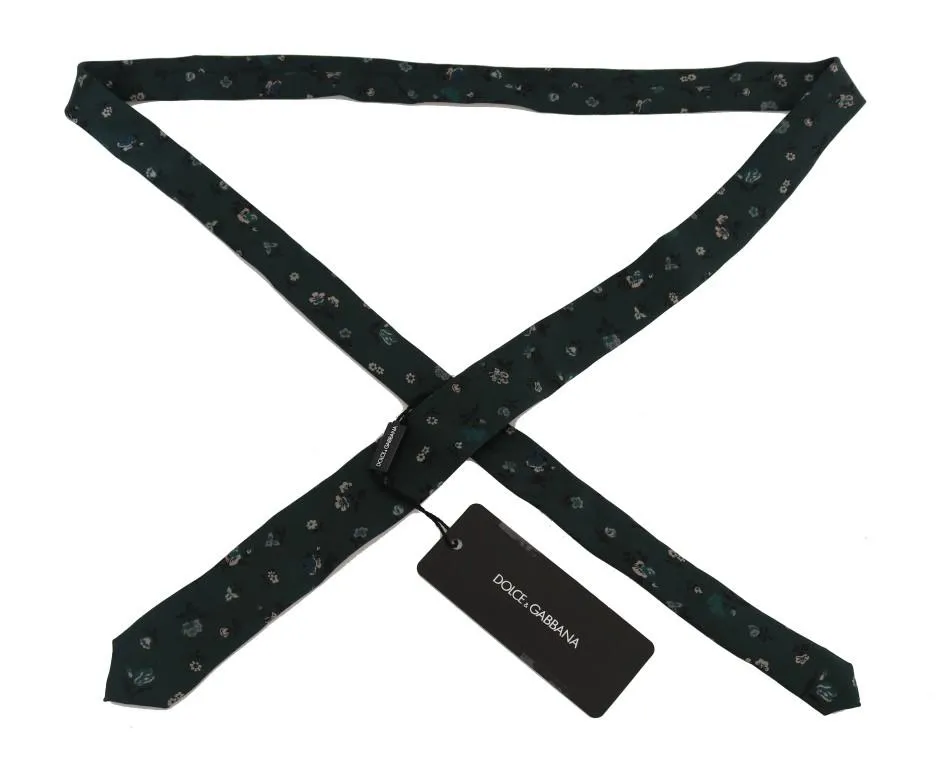 Green Floral Silk Slim Tie