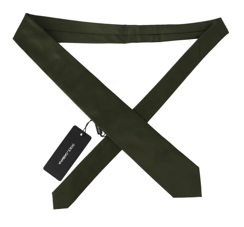 Green Silk Logo Wide Tie