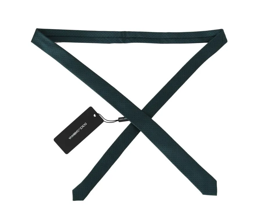 Green Silk Polka Dot Print Slim Tie