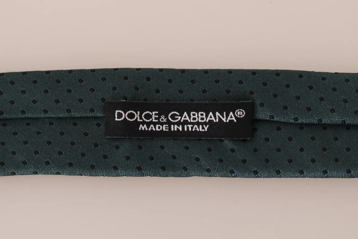 Green Silk Polka Dot Print Slim Tie