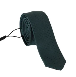 Green Silk Polka Dot Print Slim Tie