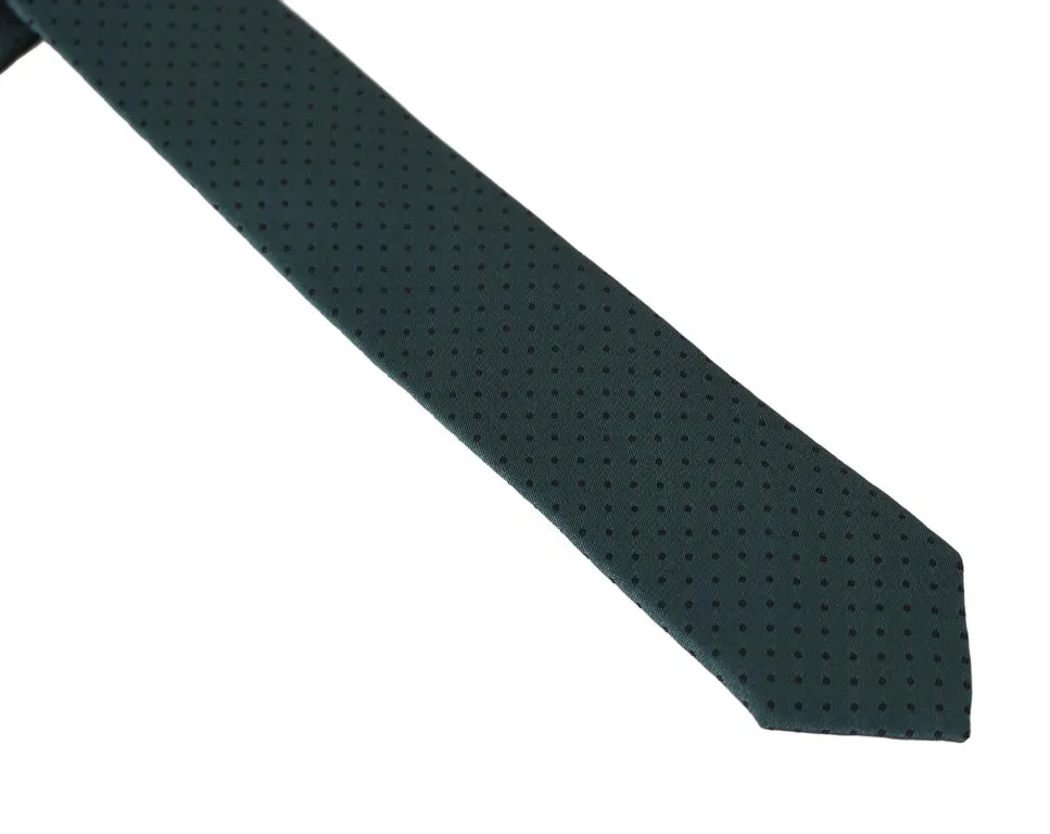 Green Silk Polka Dot Print Slim Tie