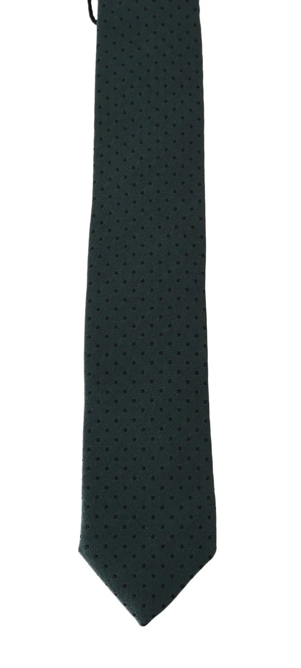 Green Silk Polka Dot Print Slim Tie