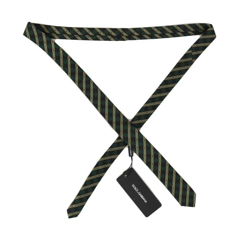 Green Yellow Silk Striped Slim Tie