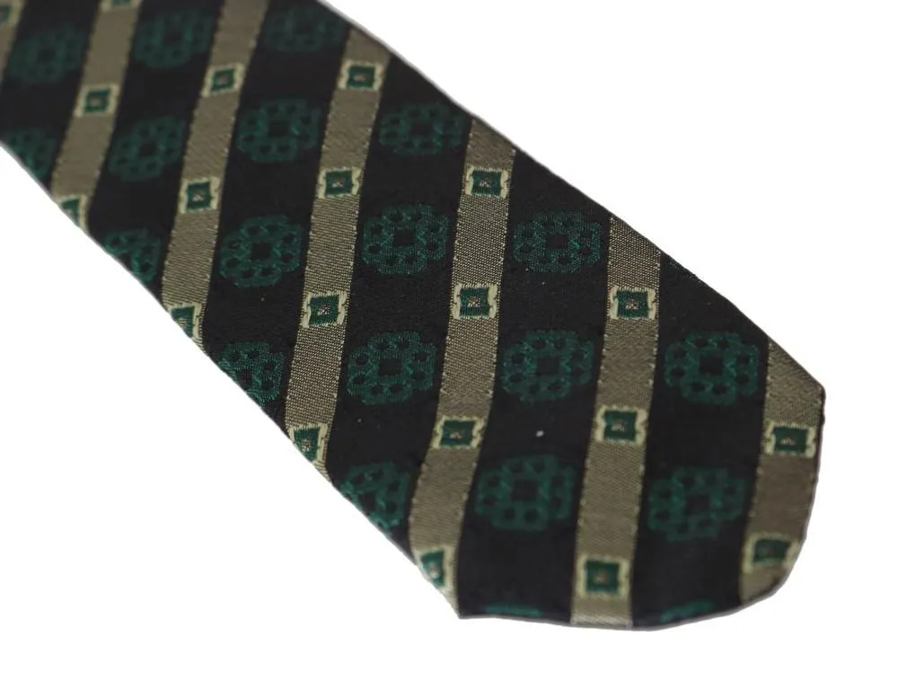 Green Yellow Silk Striped Slim Tie