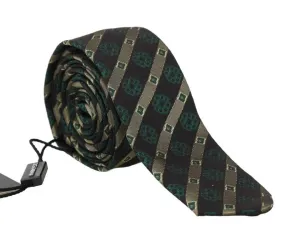 Green Yellow Silk Striped Slim Tie