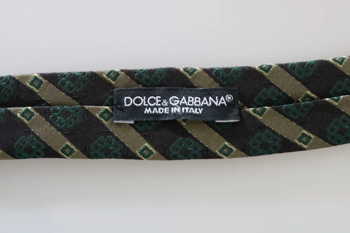 Green Yellow Silk Striped Slim Tie