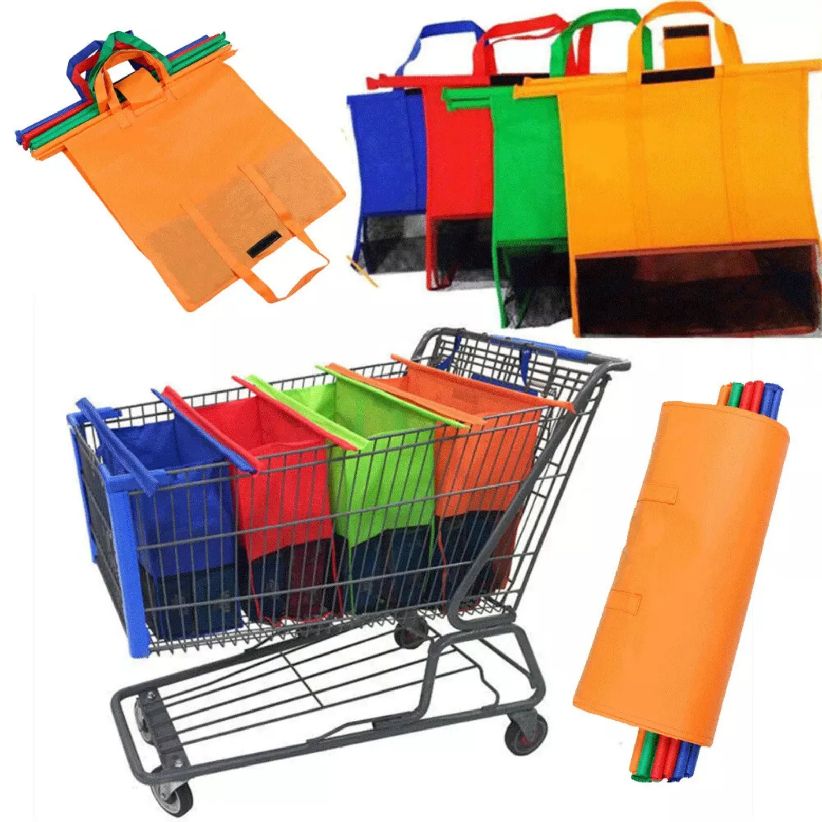 Grocery Carts 4 pack Grocery Bags Eco for Trolley Reusable Folding Shopping