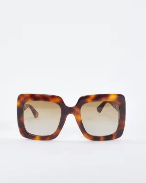 Gucci Brown Tortoise Oversized Square Frame Sunglasses GG0328S