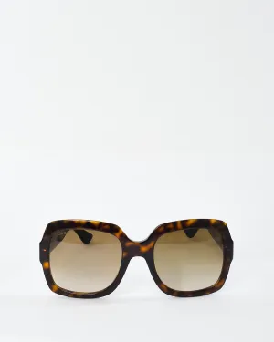 Gucci Tortoise Web Logo Oversized Square GG0036S Sunglasses