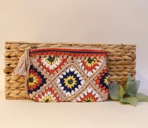 Handmade Crochet Tile Pouch(Hibiscus)