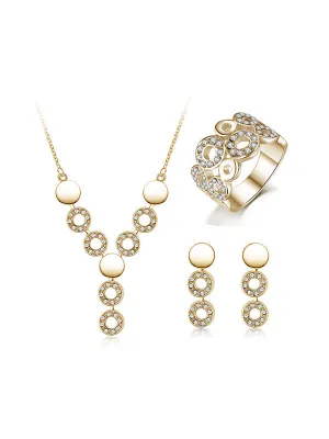 Happy Diamond Crystal Ring&Earrings&Necklace Set
