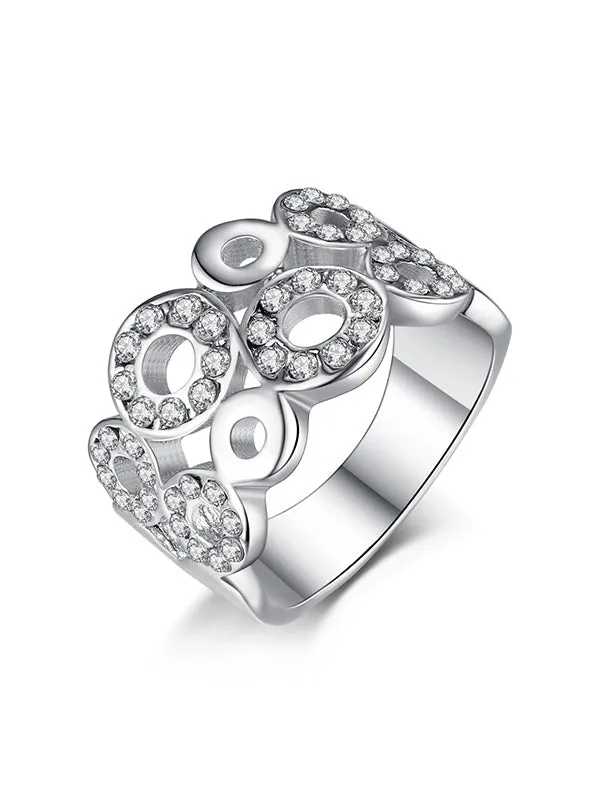 Happy Diamond Crystal Ring&Earrings&Necklace Set
