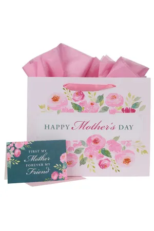 Happy Mother's Day Pink Peony Large 3-in-1 Gift Bag Set