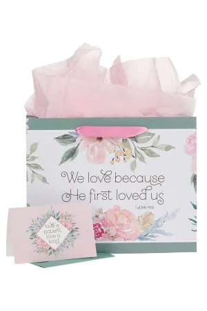 He First Loved Us Large Landscape 3-in-1 Gift Bag Set