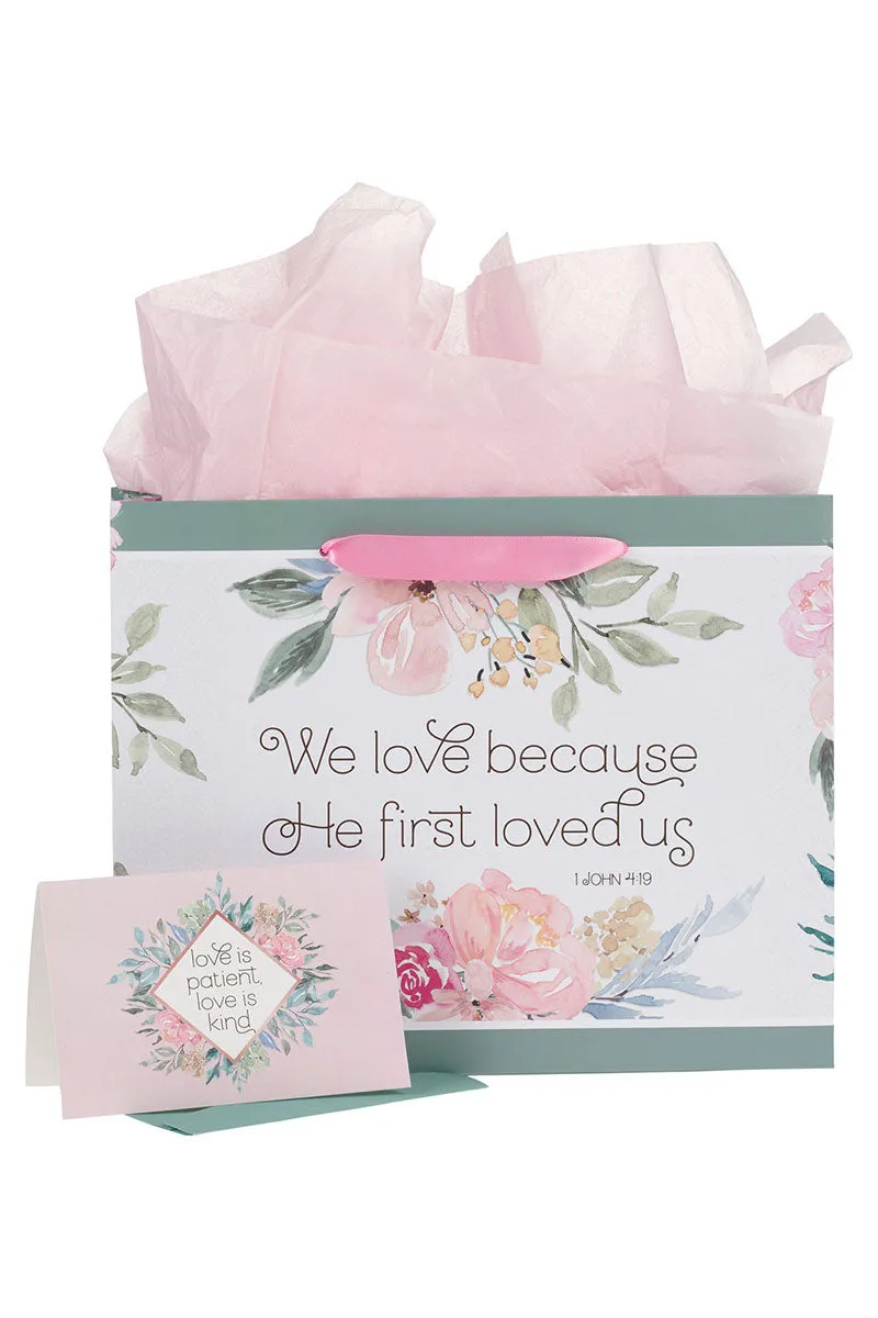 He First Loved Us Large Landscape 3-in-1 Gift Bag Set