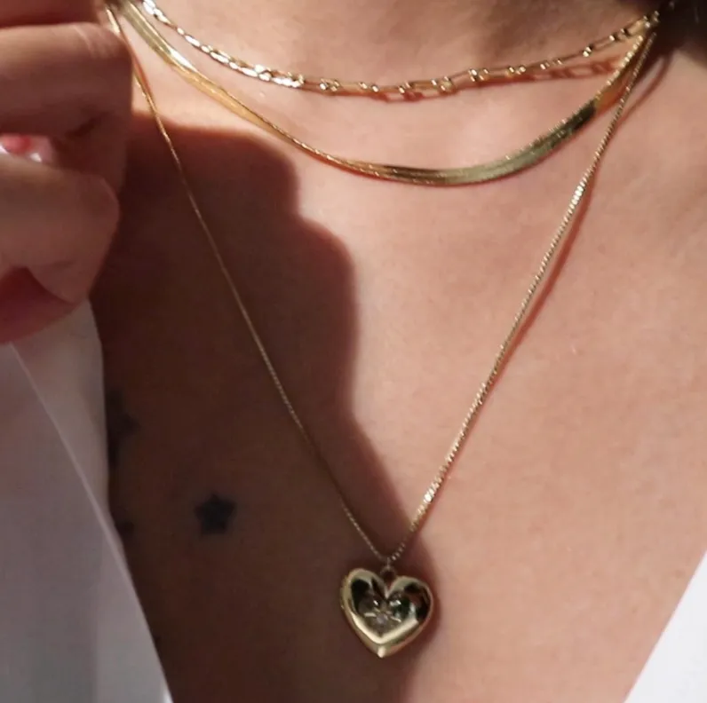 Heart Gold Locket Necklace