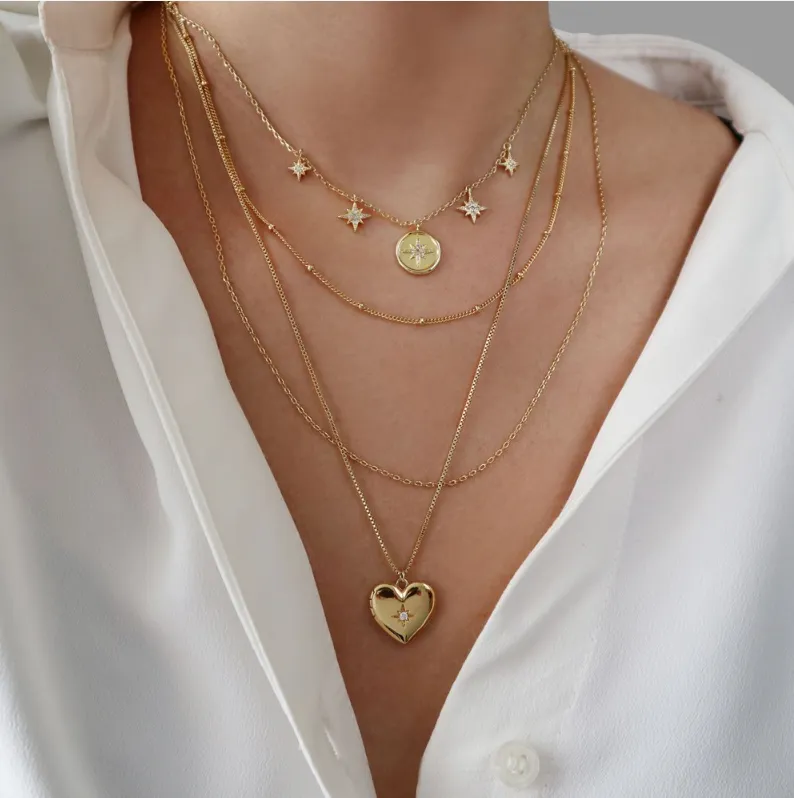 Heart Gold Locket Necklace