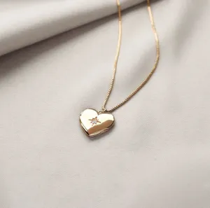 Heart Gold Locket Necklace
