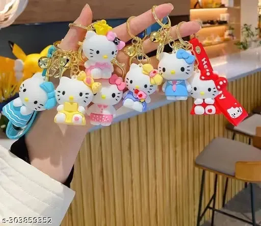 Hello Kitty Green Standing | 3D Lanyard Keychain | Silicone