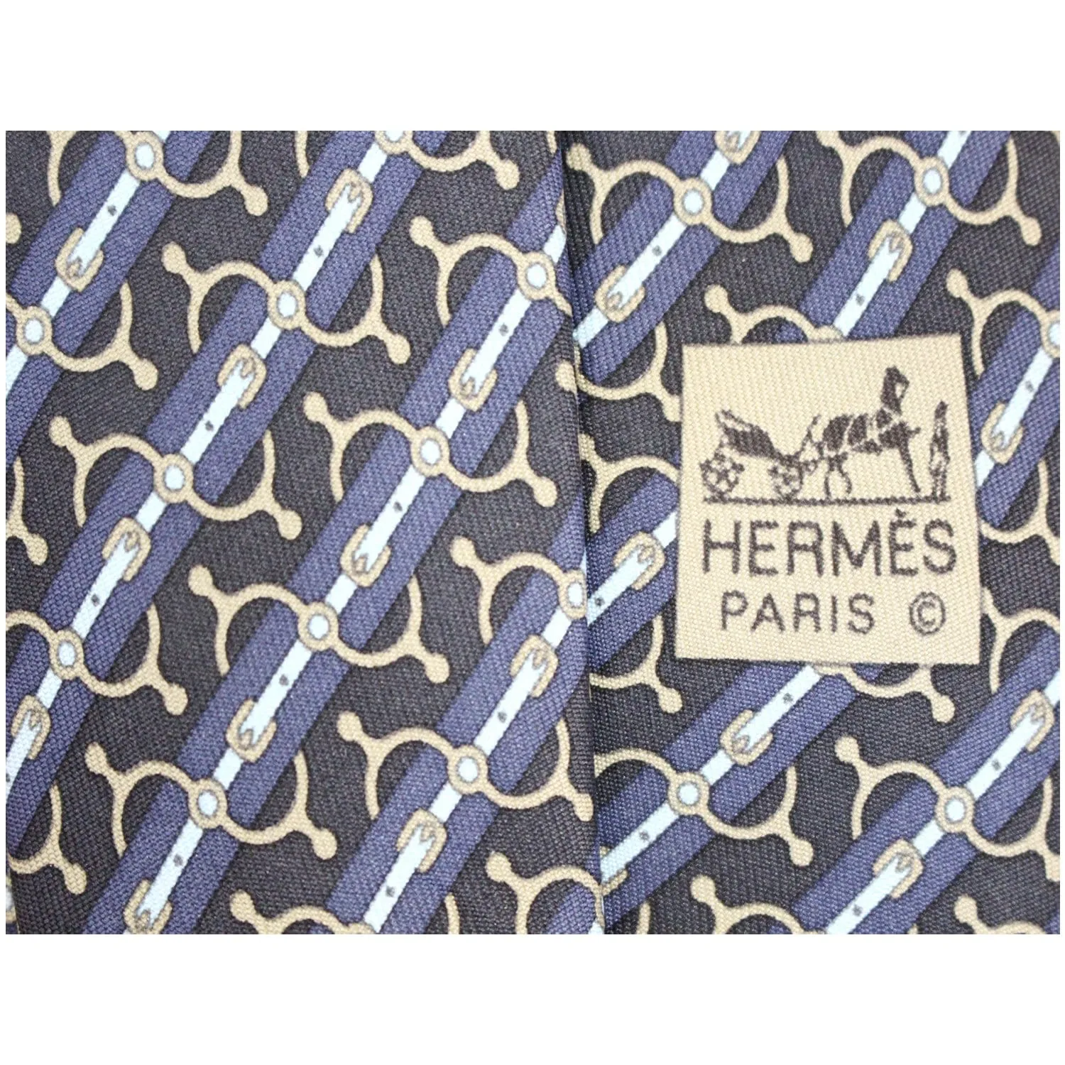HERMES Men's Silk Neck Tie Navy