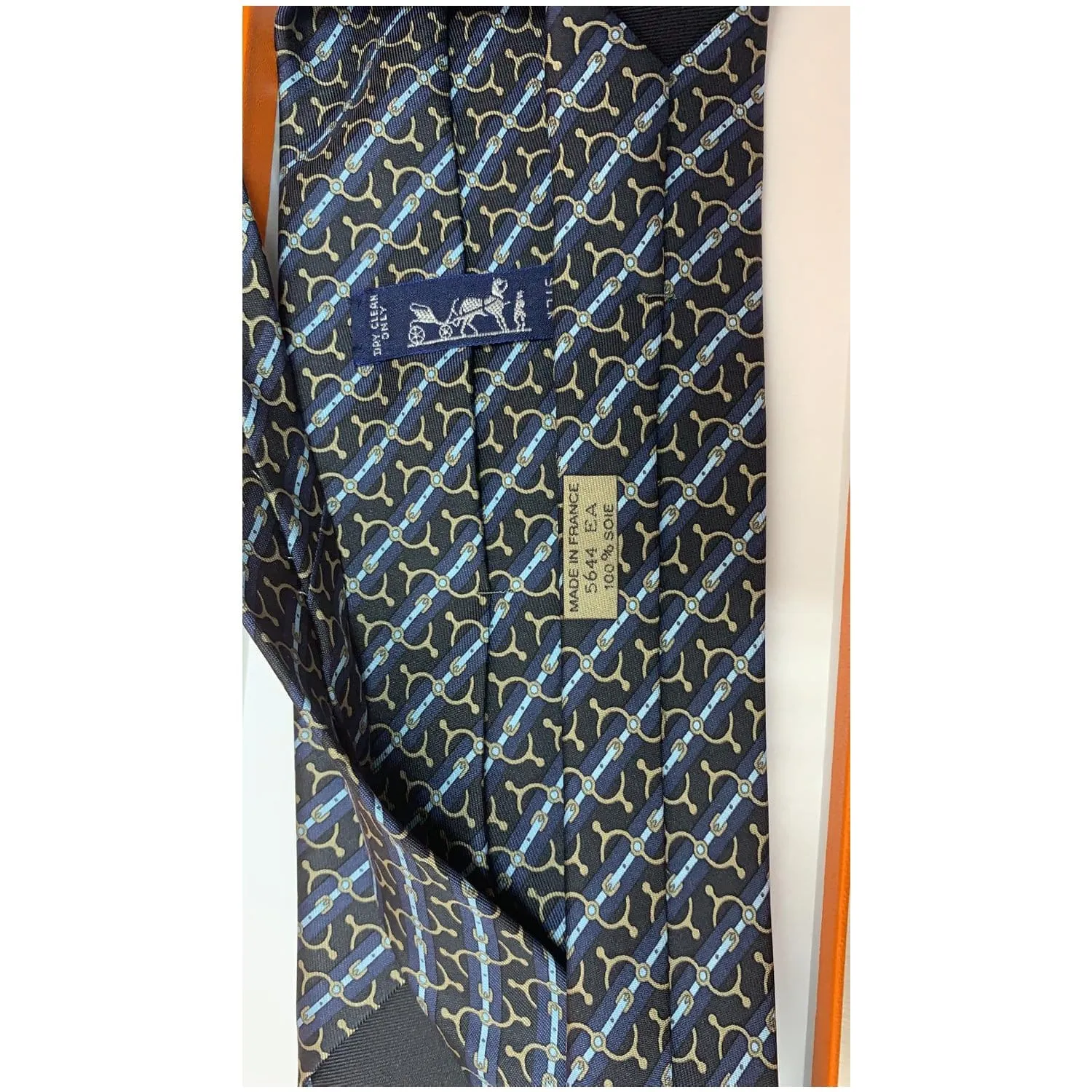 HERMES Men's Silk Neck Tie Navy