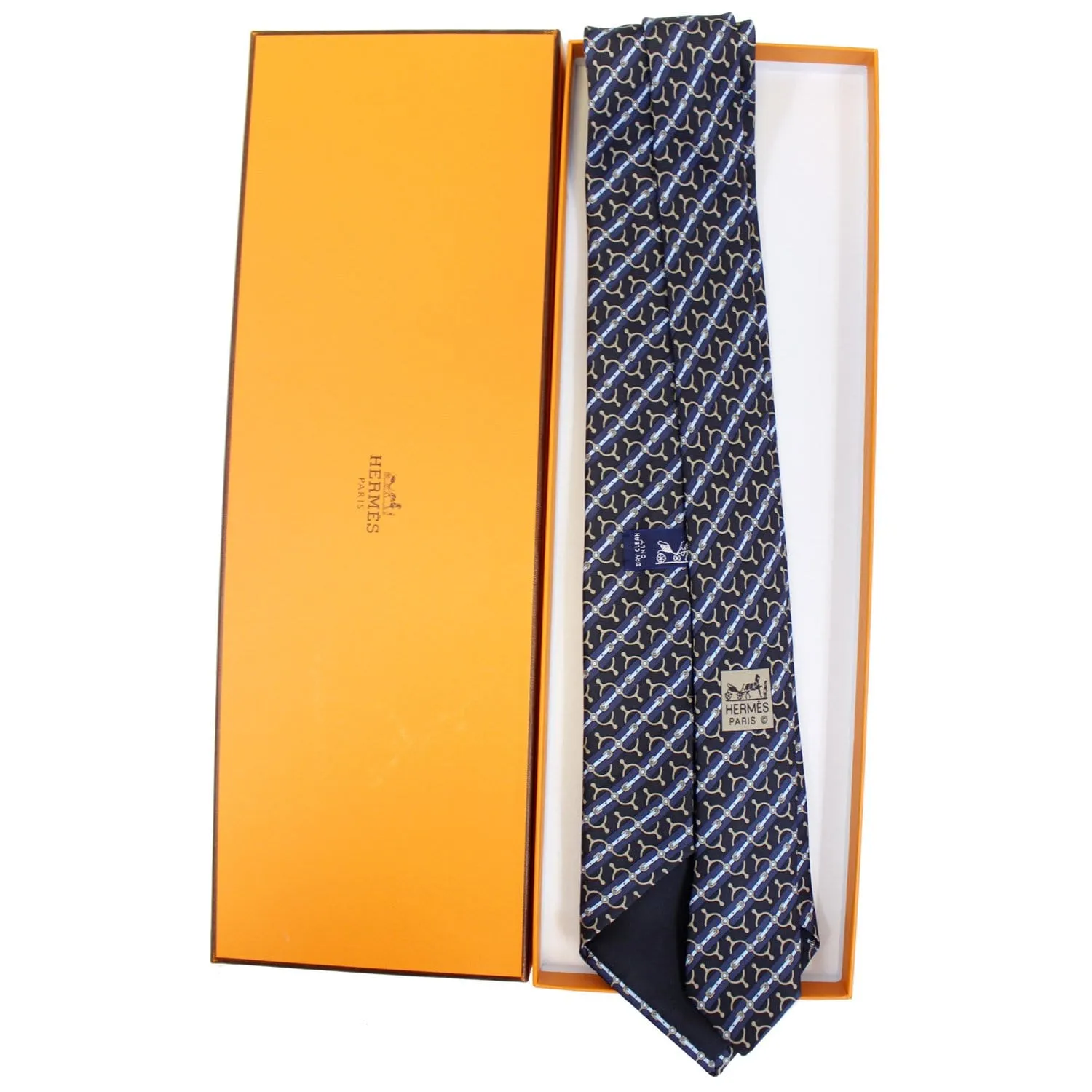 HERMES Men's Silk Neck Tie Navy