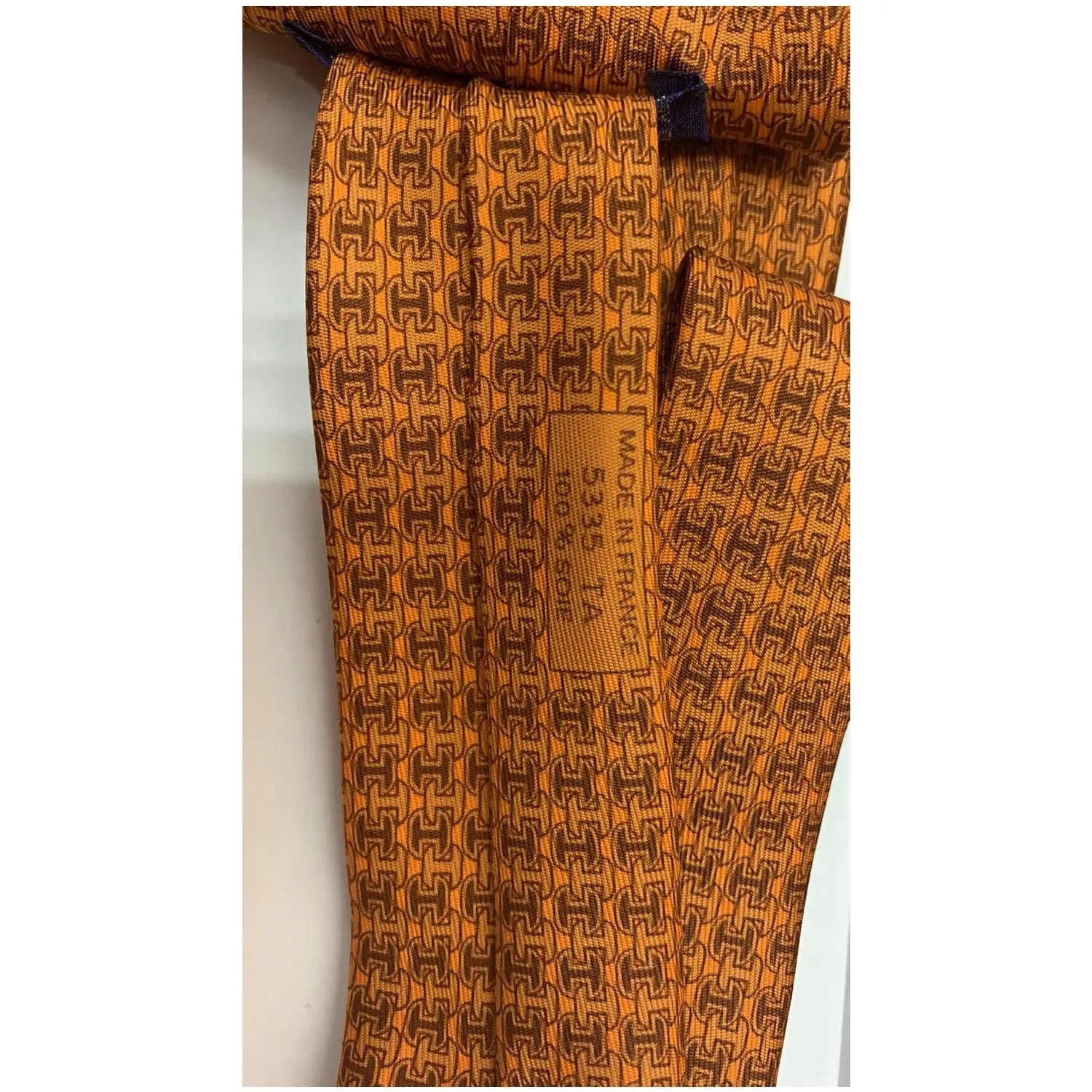 HERMES Men's Silk Neck Tie Orange