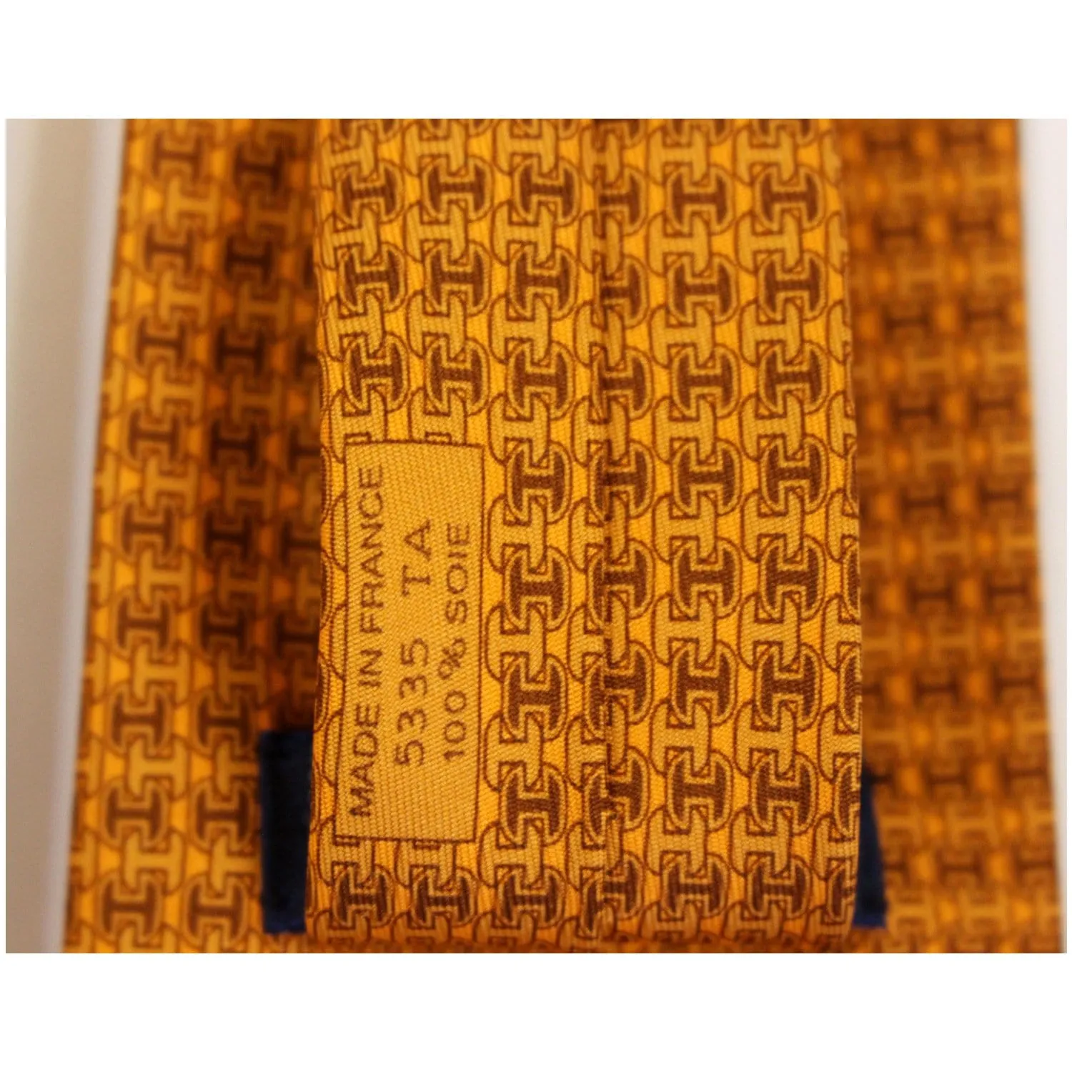 HERMES Men's Silk Neck Tie Orange