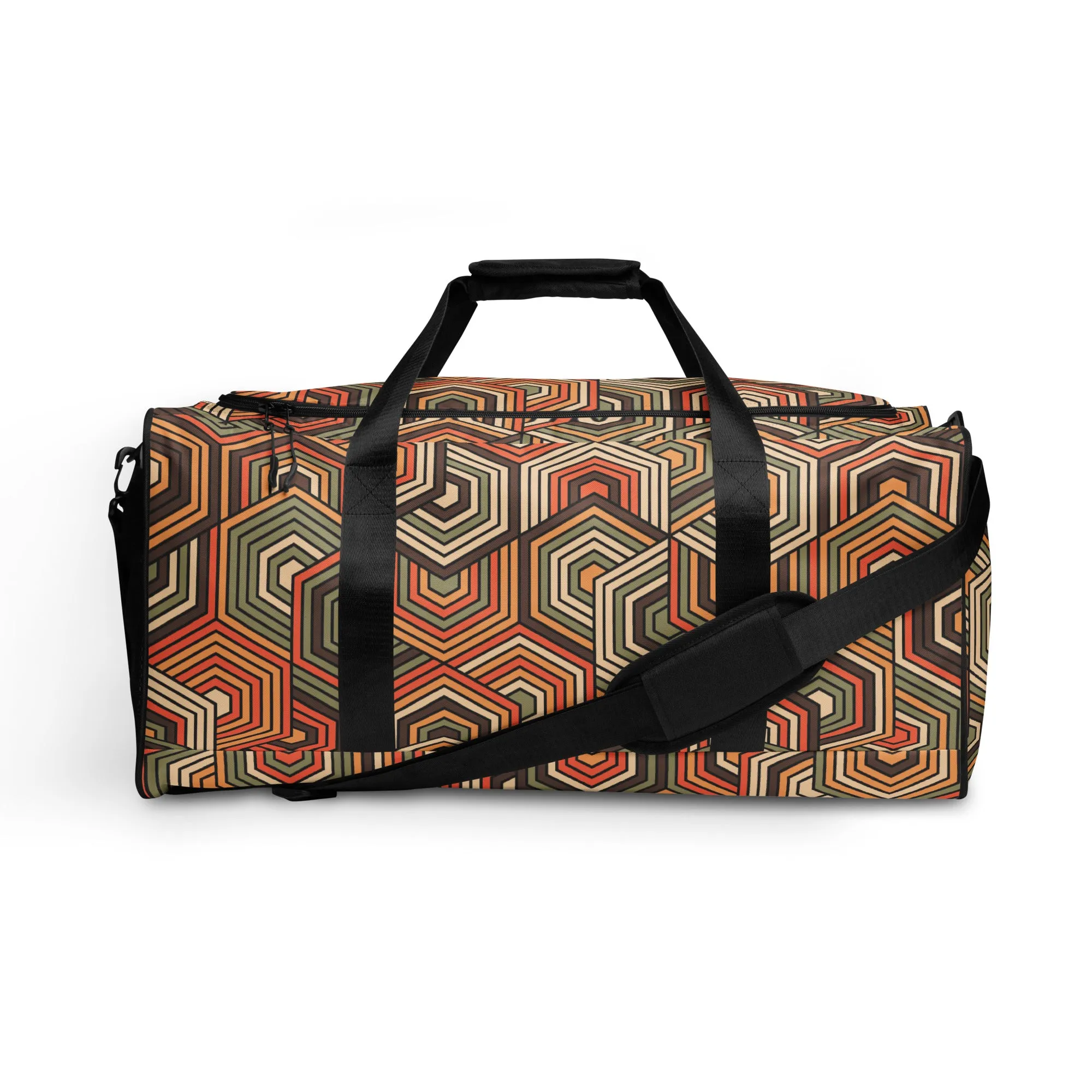 Hexagonal retro Pattern - Sustainably Made Duffle Bag