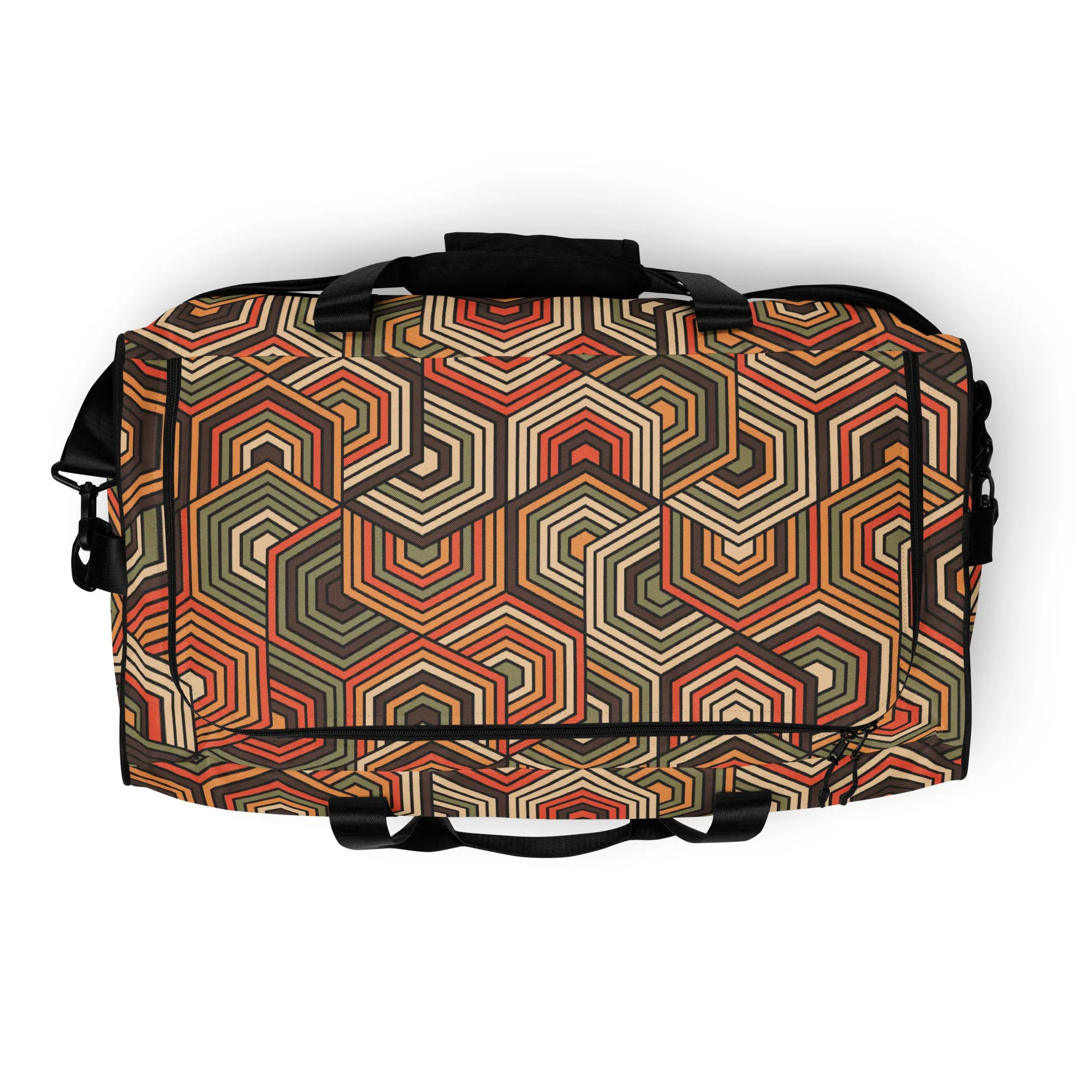 Hexagonal retro Pattern - Sustainably Made Duffle Bag