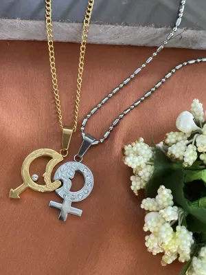 His And Her Necklaces Love Couples Accessories 2Pcs Chic Gender Pendant Puzzle Necklace
