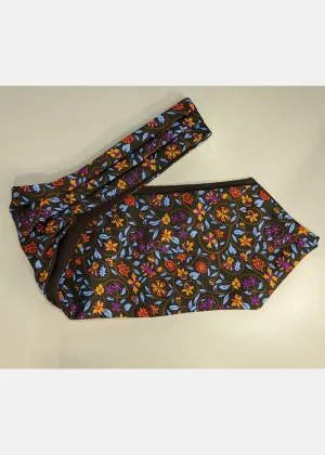 Hunt & Holditch Groovy Flowers Silk 70's Cravat Dark Green