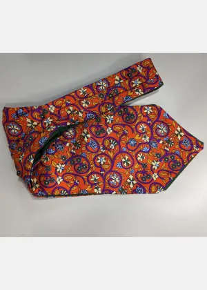 Hunt & Holditch Groovy Flowers Silk 70's Cravat Orange