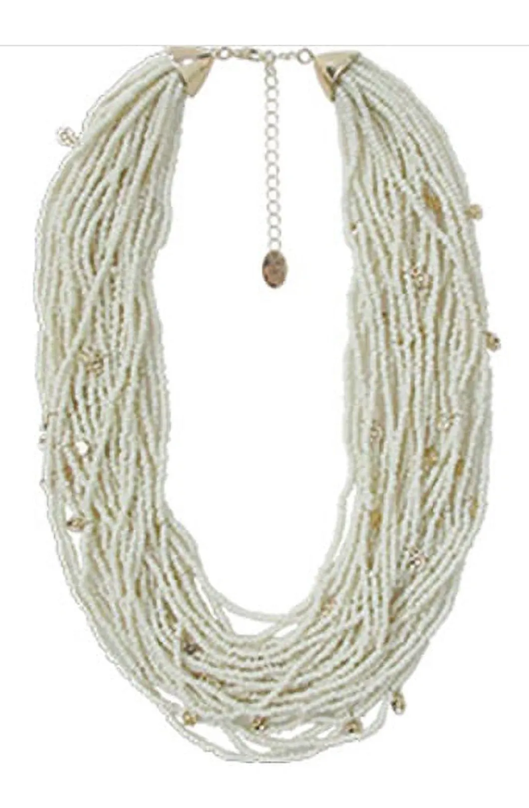 Ivory Glass Seed beads multi layered necklace #ADX0222714(BOHO)