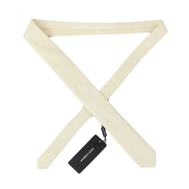 Ivory White Pattern Silk Classic Tie
