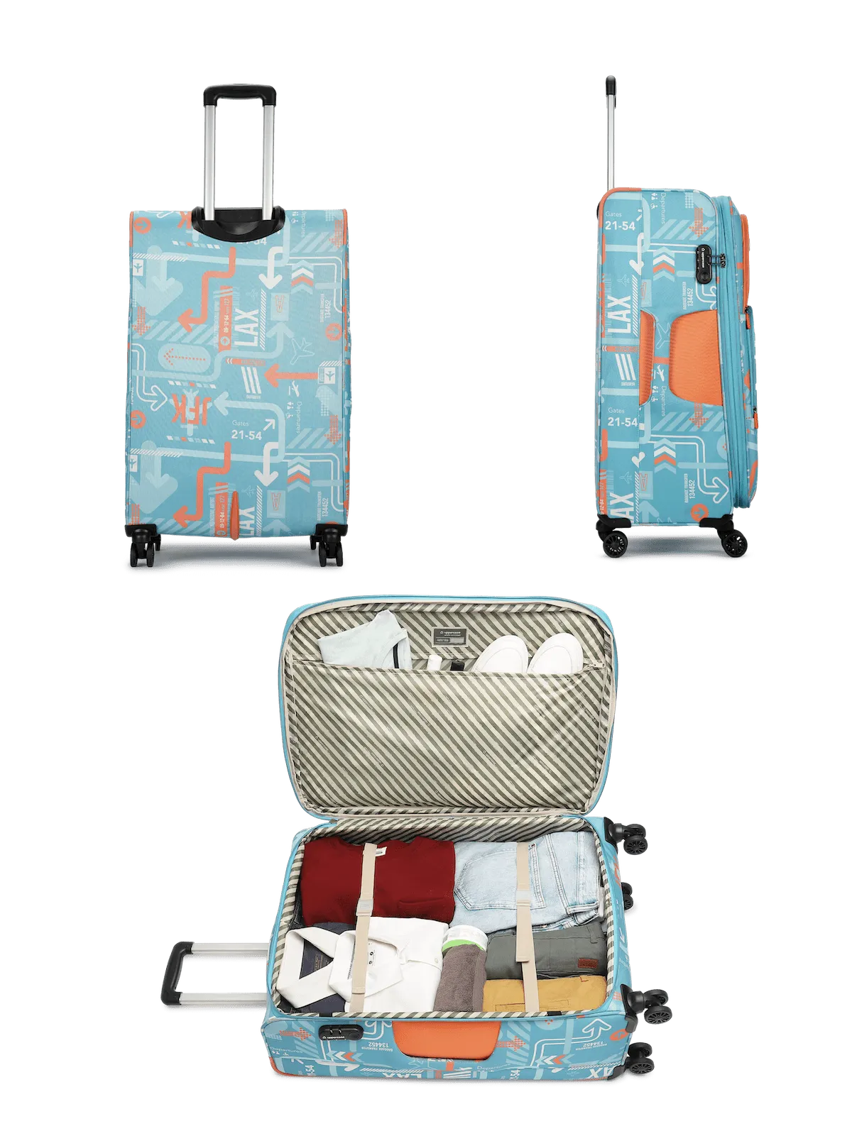 JFK Teal Blue Large Soft Trolley