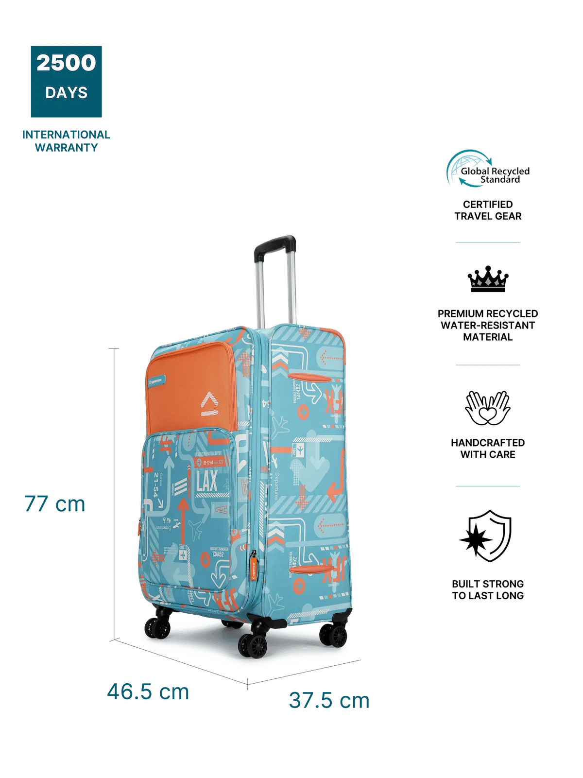 JFK Teal Blue Large Soft Trolley