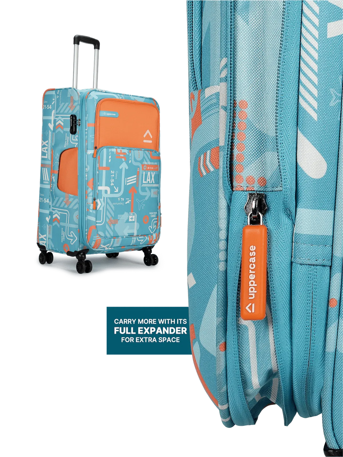 JFK Teal Blue Large Soft Trolley