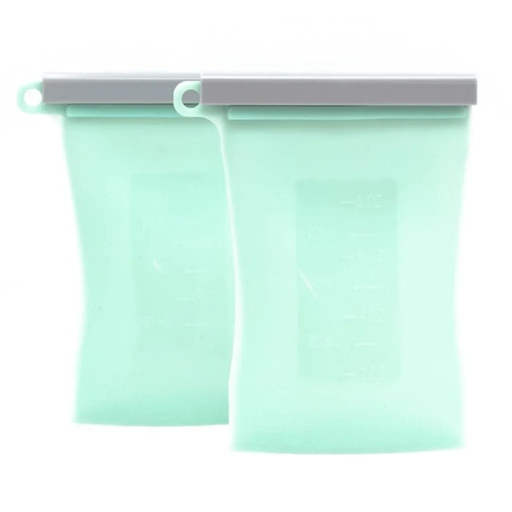 Junobie Reusable Silicone Breastmilk Storage Bags- 2pk (Mint)- CLEARANCE