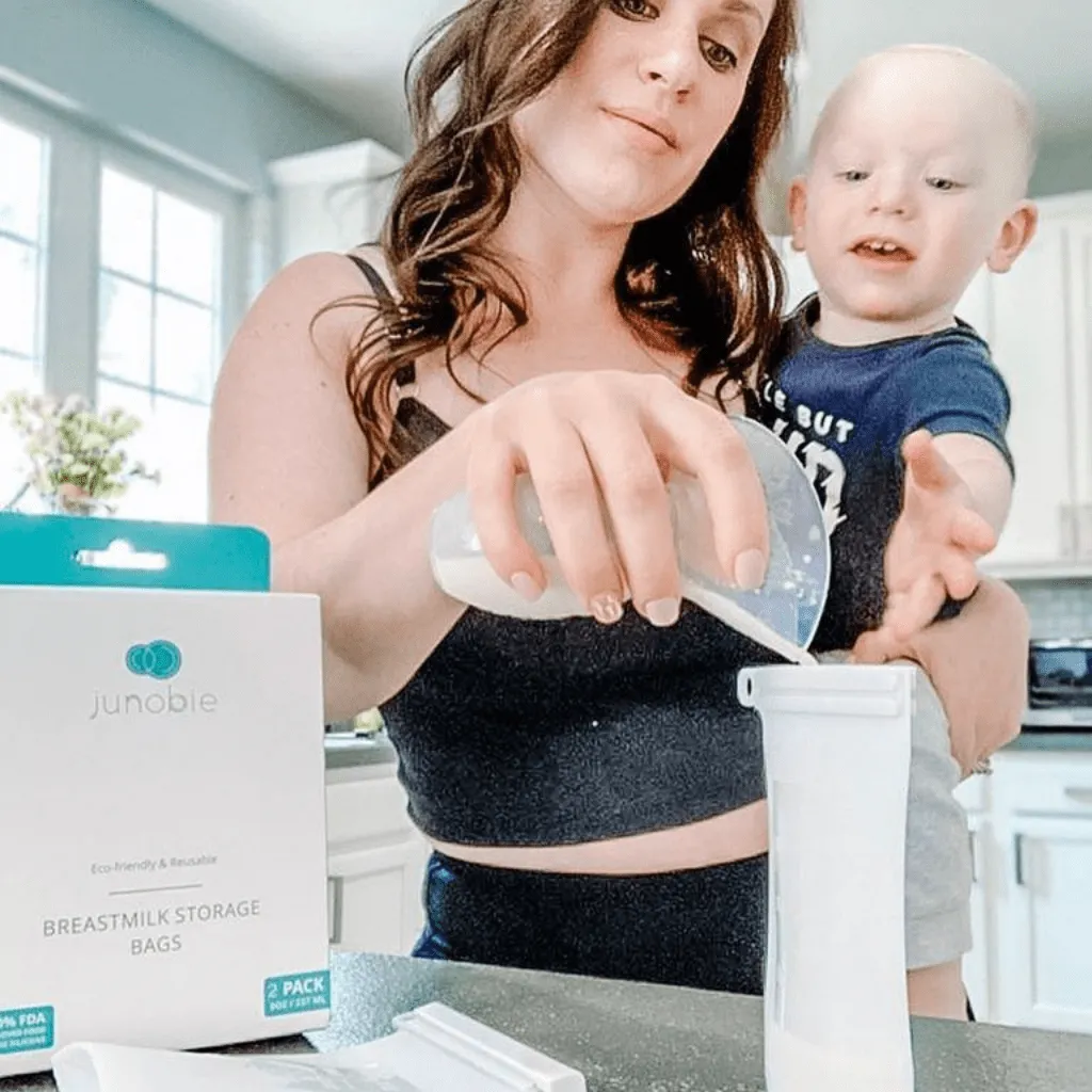 Junobie Reusable Silicone Breastmilk Storage Bags- 2pk (Mint)- CLEARANCE