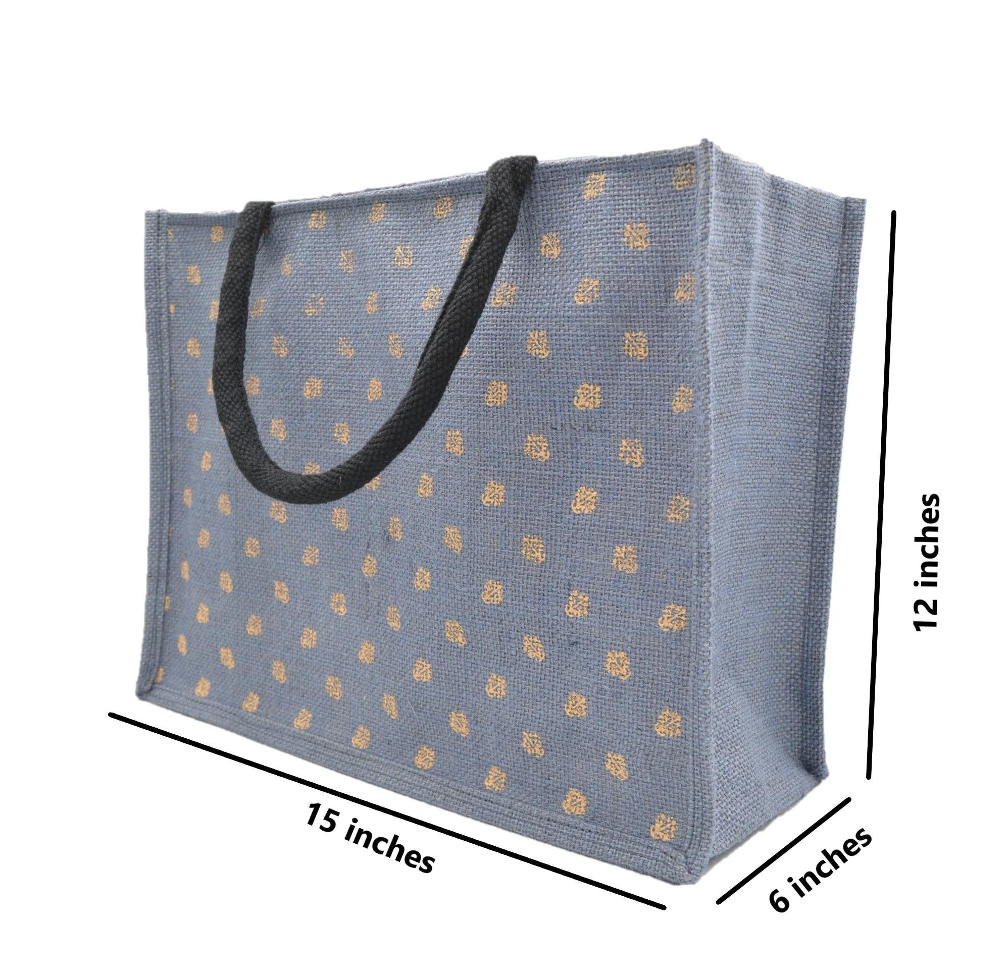 Jute Tote Bag (Gold Polka Dots)