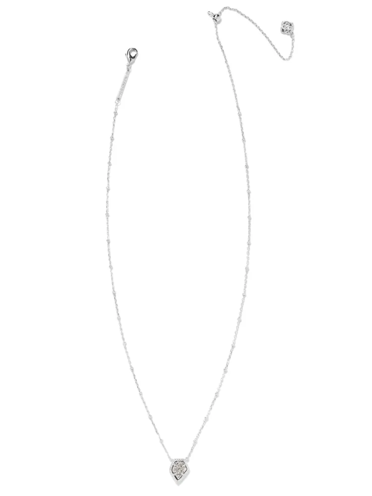 Kendra Scott Framed Satellite Tess Pendant Necklace - Silver Platinum Drusy